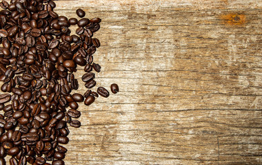 coffee beans on wooden background