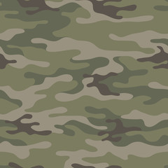 Seamless camouflage pattern. Khaki texture, vector illustration. Camo print background. Abstract military style backdrop