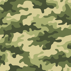 Seamless camouflage pattern. Khaki texture, vector illustration. Camo print background. Abstract military style backdrop