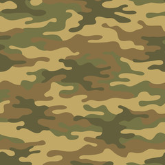 Seamless camouflage pattern. Khaki texture, vector illustration. Camo print background. Abstract military style backdrop