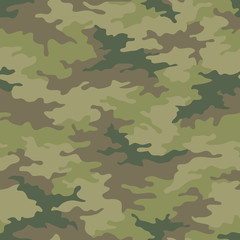 Fototapeta premium Seamless camouflage pattern. Khaki texture, vector illustration. Camo print background. Abstract military style backdrop