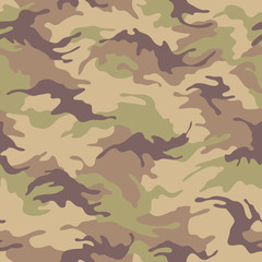 Fototapeta premium Seamless camouflage pattern. Khaki texture, vector illustration. Camo print background. Abstract military style backdrop