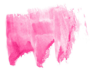 Abstract watercolor background hand-drawn on paper. Volumetric smoke elements. Pink Peacock color. For design, web, card, text, decoration, surfaces.