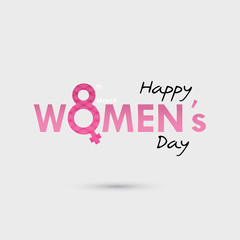 Pink Happy International Women's Day Typographical Design Elements.International Women's day symbol. Minimalistic design for international women's day concept.Vector illustration