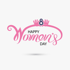 Pink Happy International Women's Day Typographical Design Elements.International Women's day symbol. Minimalistic design for international women's day concept.Vector illustration