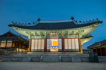 Korean traditional palace at night