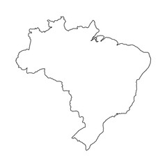 Outline map of Brazil vector icon isolated on white background. Vector illustration