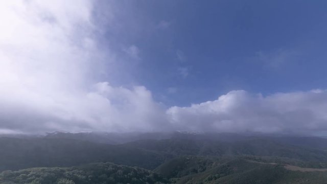 A timelapse of a winter storm in the mountains near Big Sur in Monterey, California. 