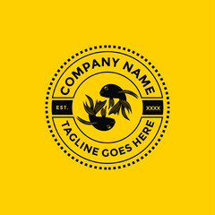 Double fish logo design template. Awesome a double fish with cirlce logo. A double fish lineart logotype.