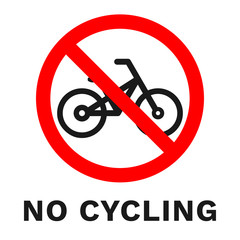 NO CYCLING sign. Vector.