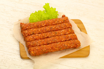 Raw beef sausages