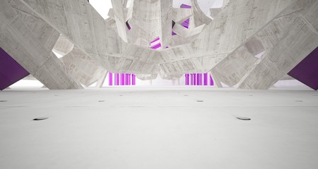 Abstract  concrete gothic interior with glass. 3D illustration and rendering.