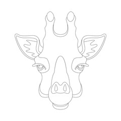 giraffe  face, vector illustration ,  front view,
