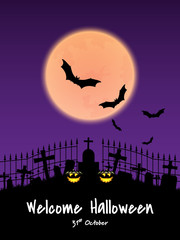 Halloween background with Happy Halloween text.