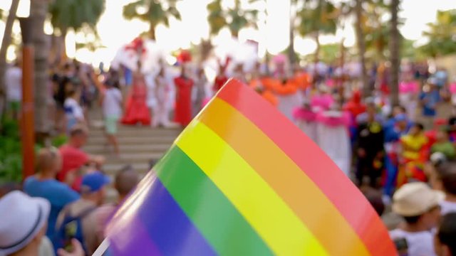 Thailand, Pattaya. February 9, 2009. gay parade. LGBT-oriented people take part in the Rainbow Parade Festival