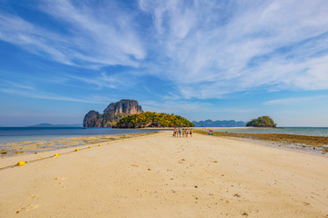 Overview of Koh Poda and nearby islands Especially Koh Kai, Koh Thap, Koh Mor, when the sea level has decreased, can walk across the island