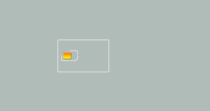 Sim card with a chip turn into a cross cartoon