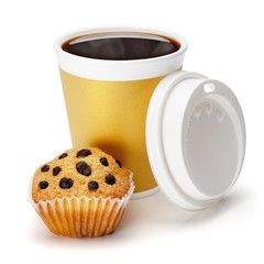   Hot coffee and muffin.