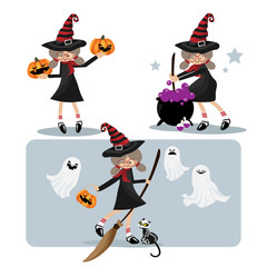 Halloween little witches collection.