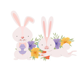Obraz na płótnie Canvas easter rabbits with egg isolated icon