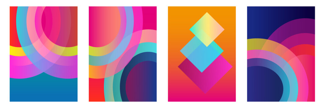 Set of bright A4 covers with abstract shapes
