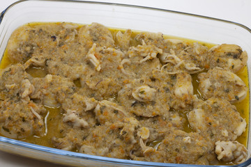 gruppo di seppie al forno con erbetta verdura