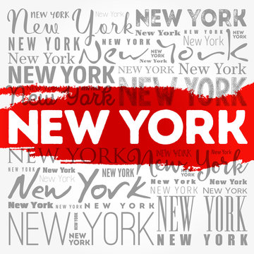 New York wallpaper word cloud, travel concept background