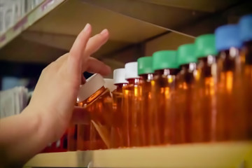 Abstract, blur, bokeh background, defocusing - image for the background. Concept, sale of drugs in the pharmacy.