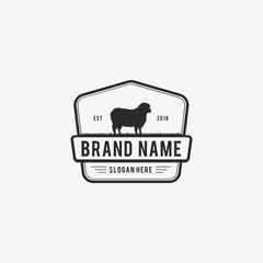 Vector Illustration logos and badges farm sheep isolated or white background. Farm animals badges