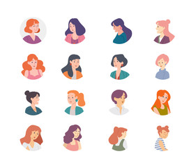 People avatar collection. Women girls females characters