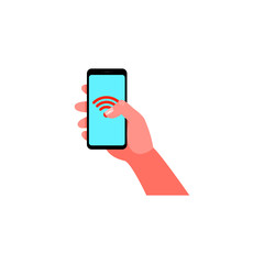 Smartphone in hand. Vector illustration