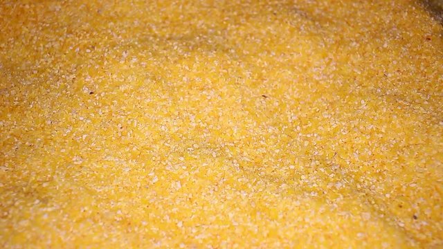 Corn grits grains rotating seamless looping food texture pattern close up footage
