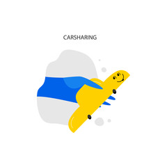 Car sharing hand drawn vector illustration