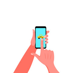 Smartphone in hand. Vector illustration