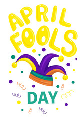 First april fool day, typography colorful card