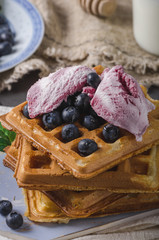 Crispy homemade waffles with berries