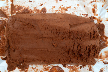 Texture of chocolate ice cream. Top view.