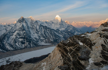 Island peak Nepal. Himalayas. Climbing to the top of Ailen Peak 6189 m.