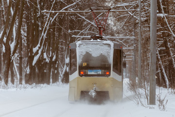 Tram in winter park