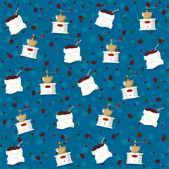 Coffee theme seamless patterns. For decoration, print, wrapping paper or advertising. 