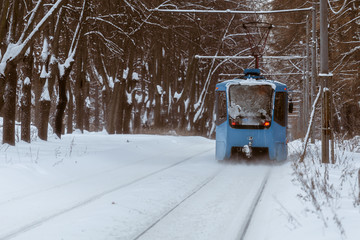 Tram in winter park