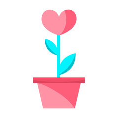 Valentine s day flat design modern icon flower heart
