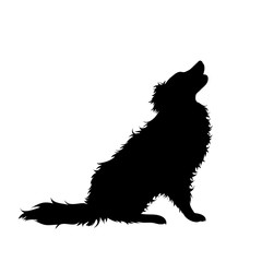 Illustration of sitting dog icon. Vector silhouette on white background.