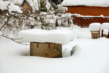 Objects covered with snow after a heavy snowfall