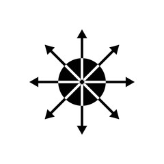 Icon of distribution with a white background, an illustration of the shipping process. This distribution process is represented by an arrow sign.