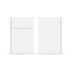 Flip-top cigarette pack mockup isolated on white background - front and back view. Vector illustration