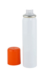 Deodorant spray white can, isolated on white background