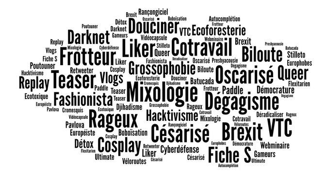 Nouveaux mots dans le dictionnaire 2019 nuage de mots