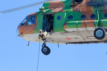 Russian special forces despatch from the helicopter