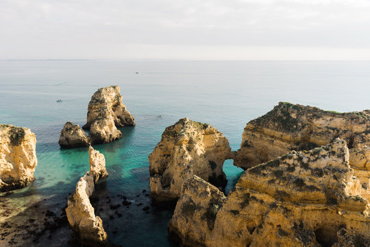 The rock formations of Ponta da Piedade, Lagos, Algarve, Portugal